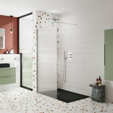 Modern Splash 800mm Chrome Fluted Wetroom Screen With Support Bar