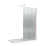 Modern Splash 900mm Brushed Brass Fluted Wetroom Screen