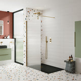 Modern Splash 900mm Brushed Brass Fluted Wetroom Screen