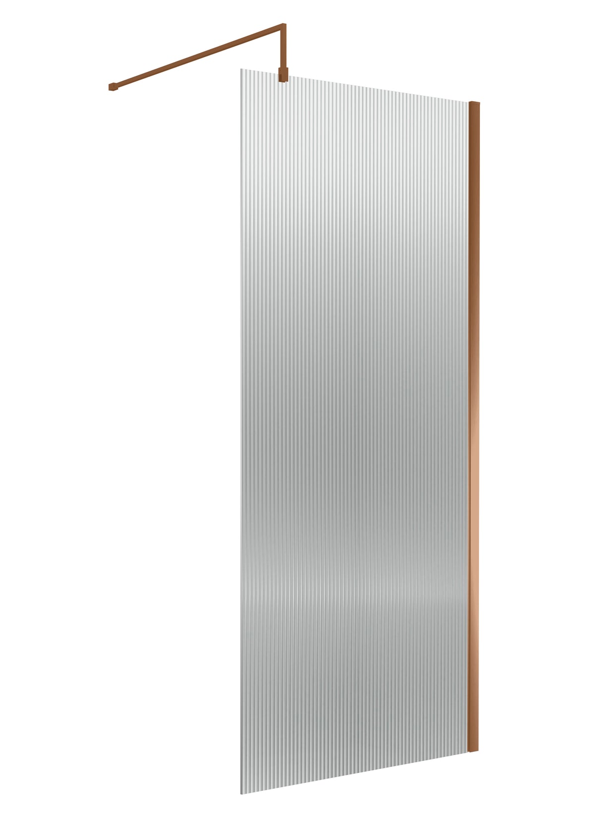 Modern Splash 900mm Brushed Bronze Fluted Wetroom Screen With Support Bar