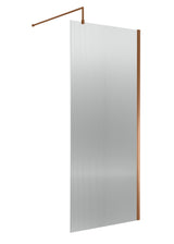 Modern Splash 900mm Brushed Bronze Fluted Wetroom Screen With Support Bar