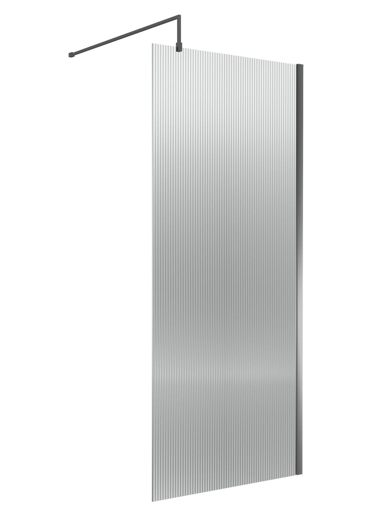 Modern Splash 900mm Brushed Pewter Fluted Wetroom Panel With Support Bar