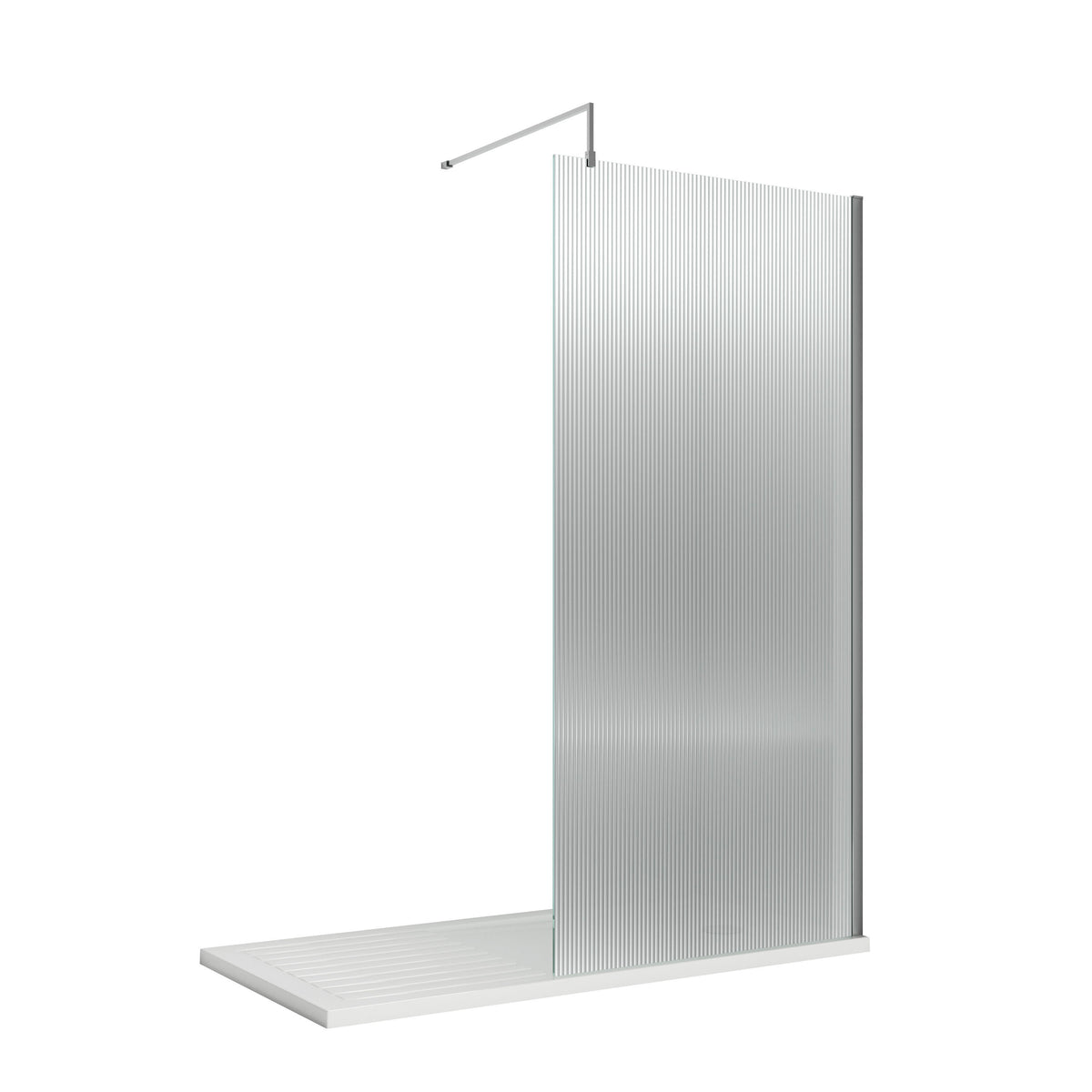 Modern Splash 900mm Chrome Fluted Wetroom Screen With Support Bar