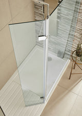 Modern Splash 300mm Chrome Hinged Wetroom Screen With Support Bar