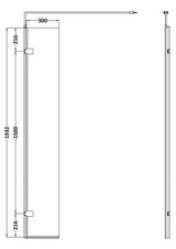 Hudson Reed  300mm Chrome Hinged Wetroom Return Screen