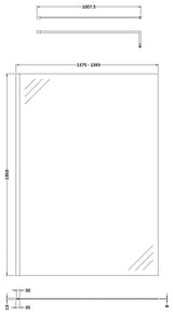 Hudson Reed 1400mm Chrome Wetroom Screen With Support Bar