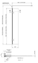 Hudson Reed 300mm Matt Black Wetroom Screen With Support Bar