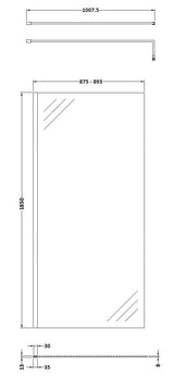 Modern Splash 900mm Chrome Wetroom Screen With Support Bar