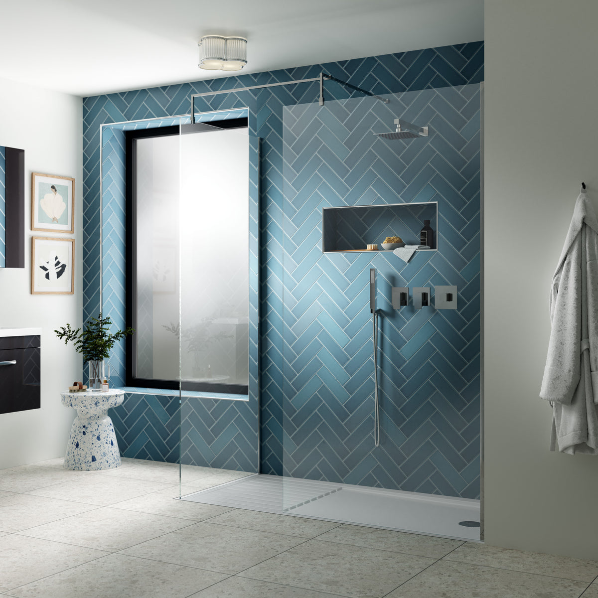 Modern Splash 1000mm Chrome Wetroom Screen With Support Bar