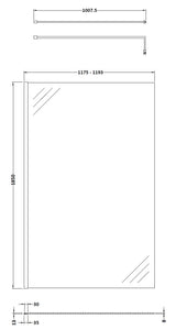 Modern Splash 1200mm Chrome Wetroom Screen With Support Bar