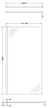 Modern Splash 1000mm Brushed Bronze Wetroom Screen With Support Bar