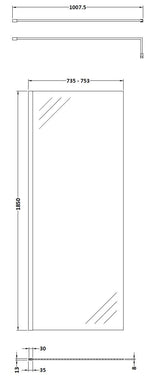 Modern Splash 760mm Brushed Pewter Wetroom Panel