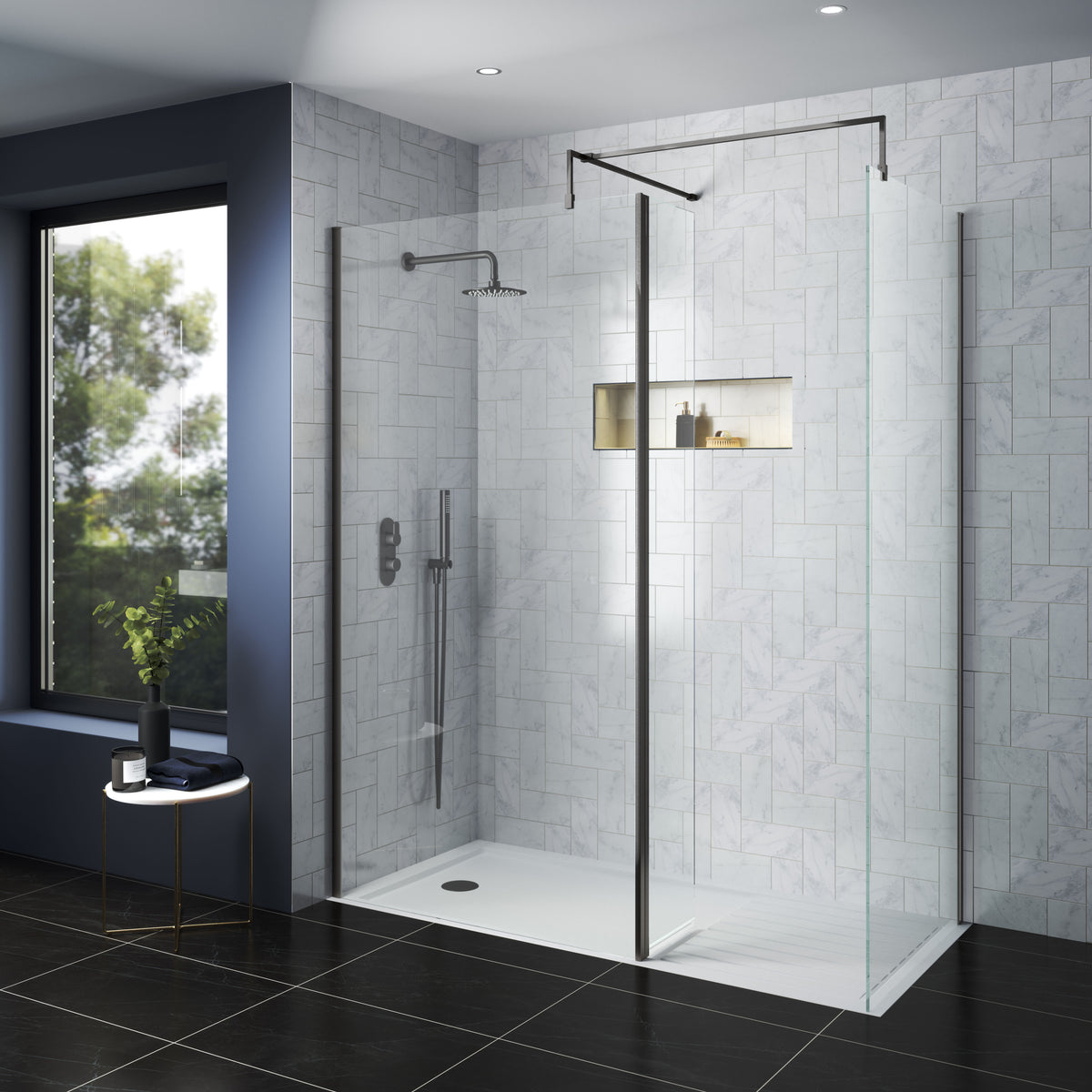 Modern Splash 760mm Brushed Pewter Wetroom Panel