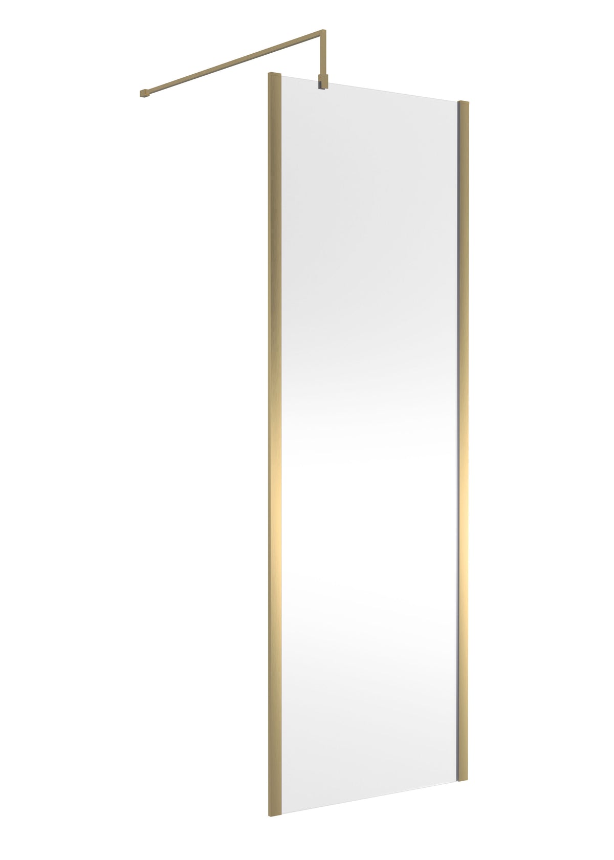 Modern Splash 700mm Brushed Brass Wetroom Screen With Support Bar