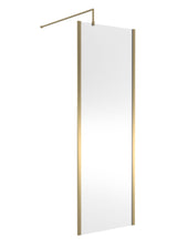 Modern Splash 700mm Brushed Brass Wetroom Screen With Support Bar