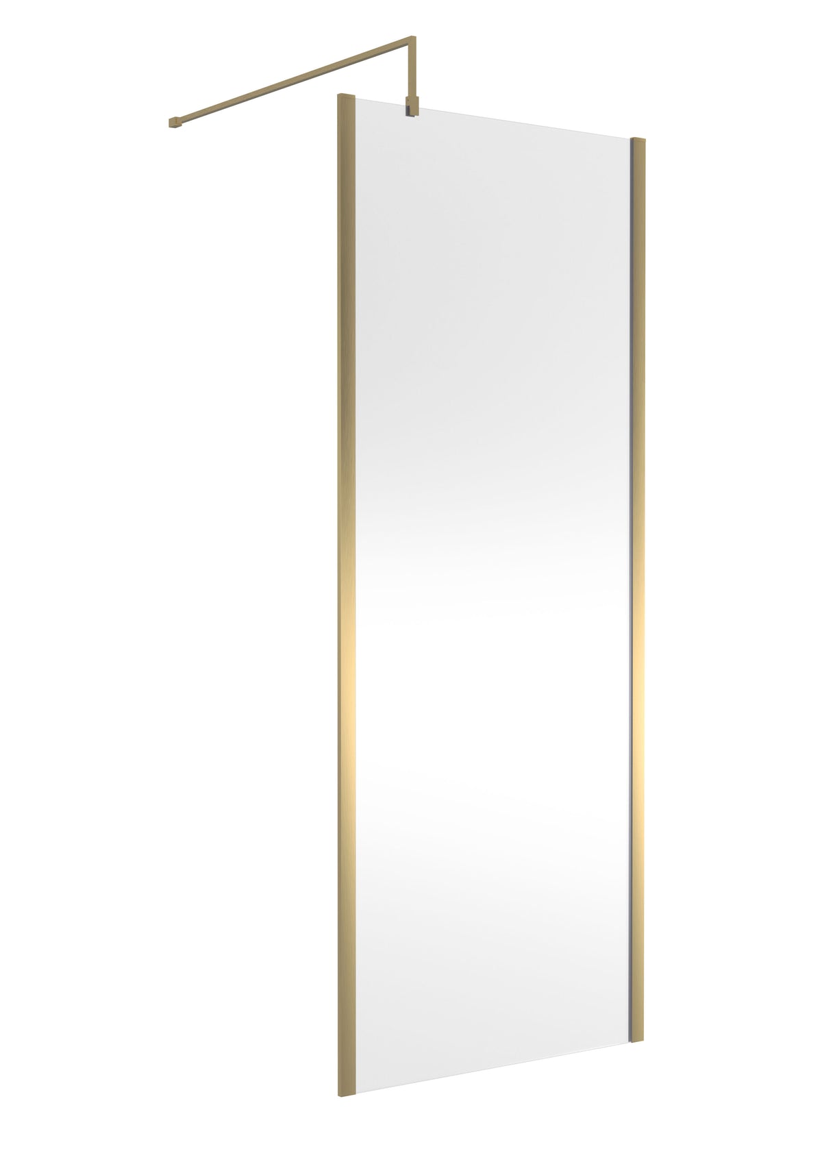 Modern Splash 800mm Brushed Brass Wetroom Screen With Support Bar