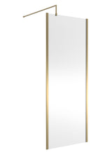 Modern Splash 800mm Brushed Brass Wetroom Screen With Support Bar