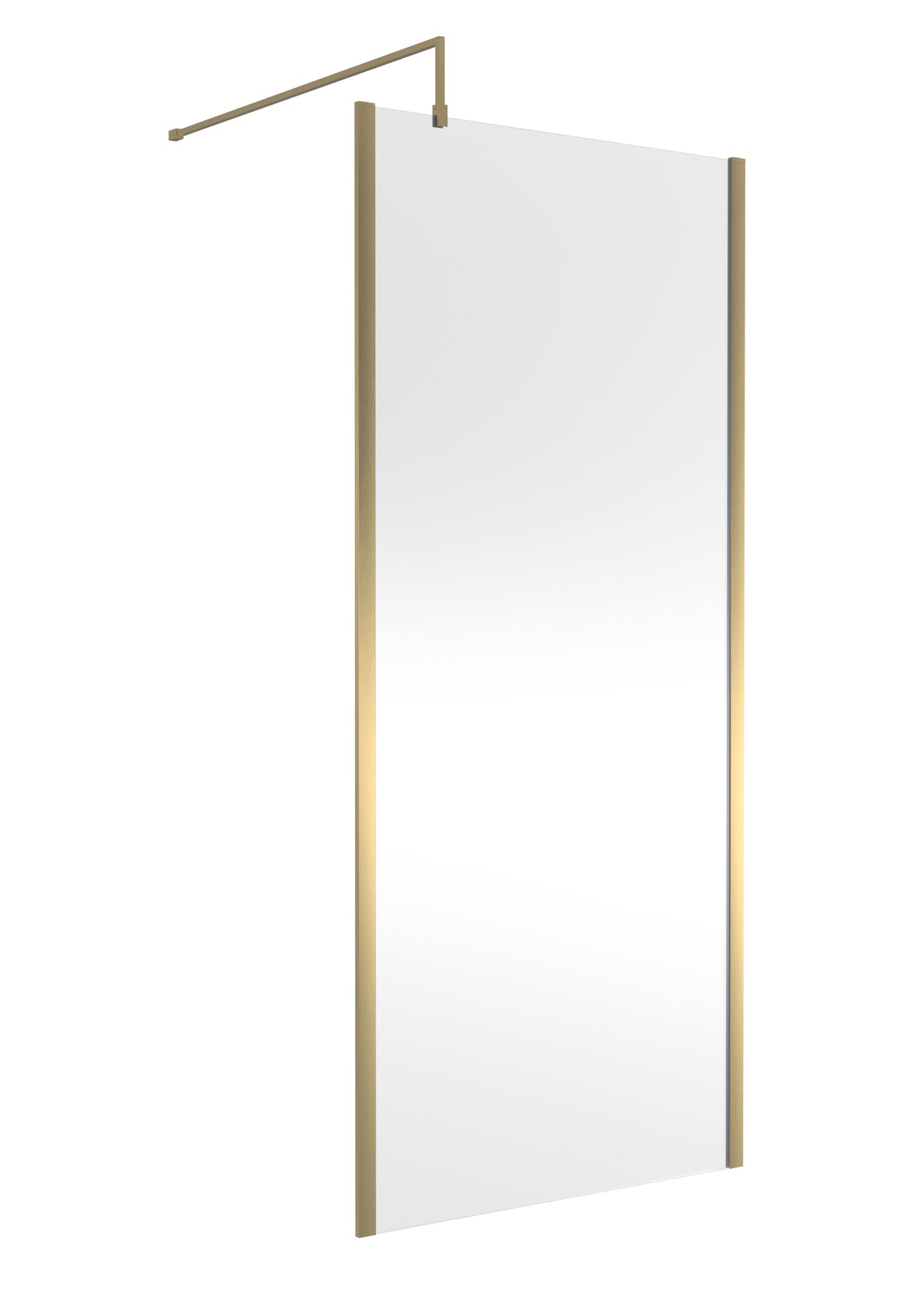 Modern Splash 900mm Brushed Brass Wetroom Screen With Support Bar