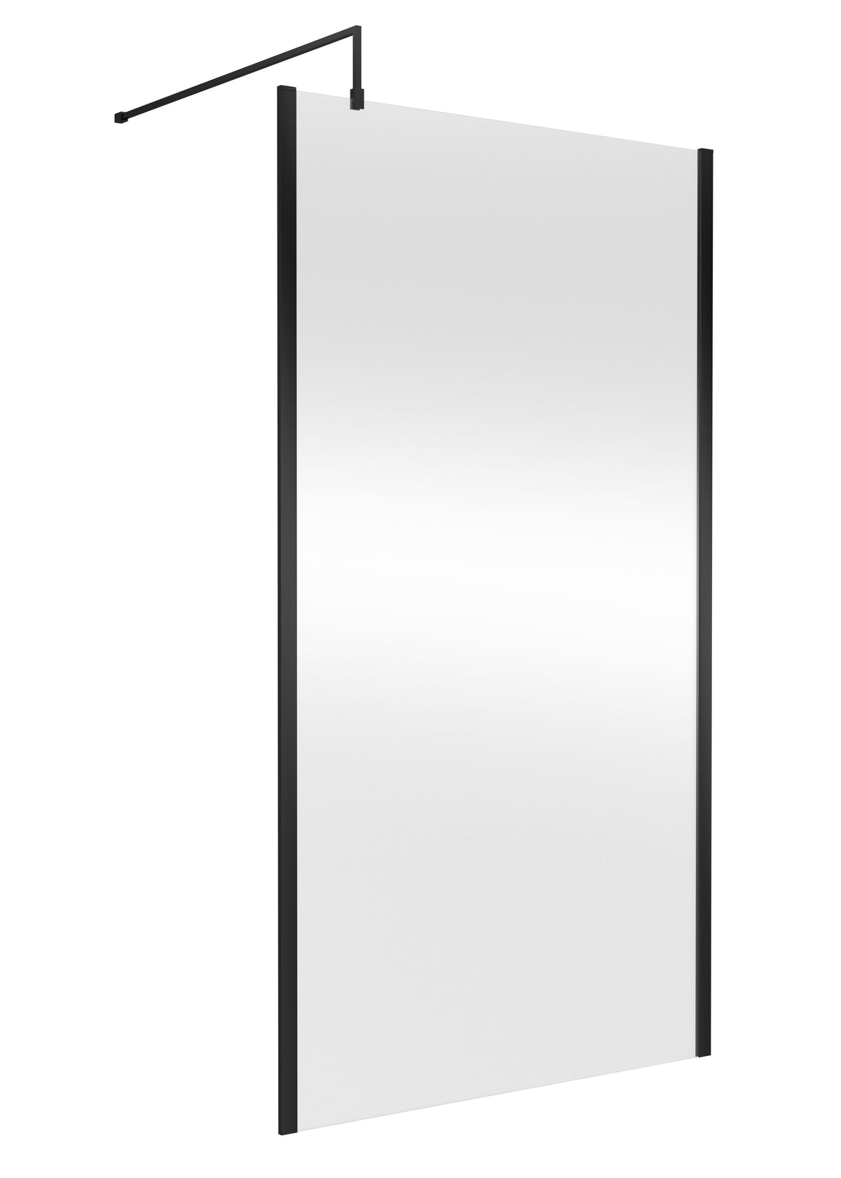 Modern Splash 1100mm Matt Black Wetroom Screen With Support Bar