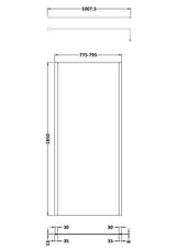 Modern Splash 800mm Matt Black Wetroom Screen With Support Bar