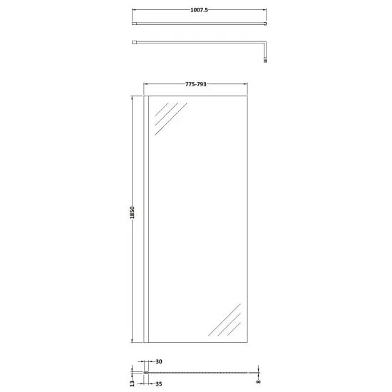Modern Splash 800mm Brushed Bronze Wetroom Panel