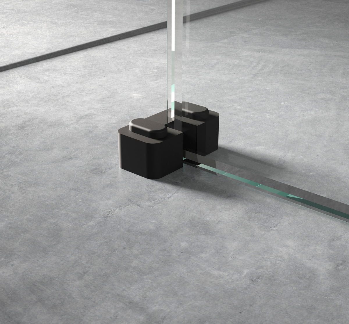 Black Wetroom Screen Horseshoe Support Foot
