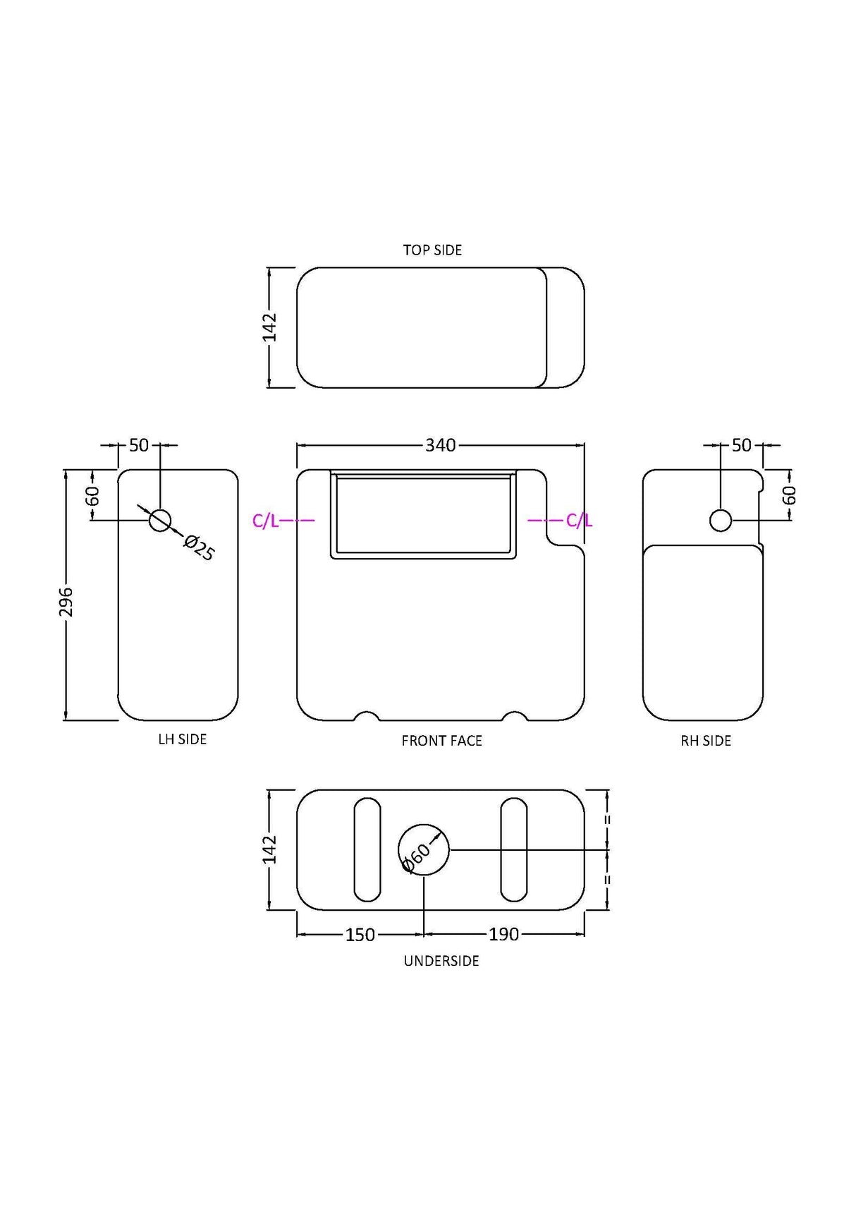 White Dual Flush Side Inlet Concealed Cistern