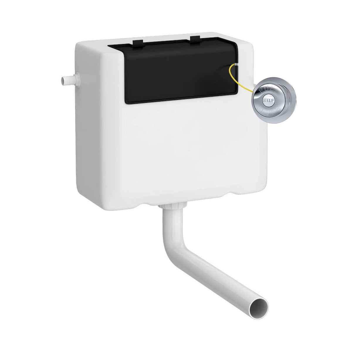 Universal Access Side Inlet Cistern With Square Chrome Traditional Dual Flush Plate