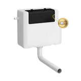 Universal Access Side Inlet Cistern With Square Brushed Brass Traditional Dual Flush Plate