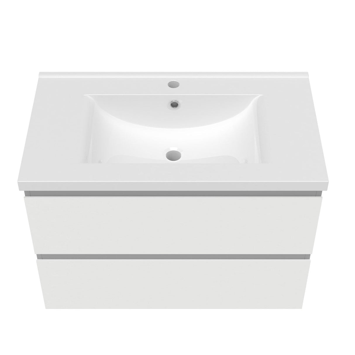 800mm Wide Wall Mounted Vanity Units and Sink 2 Drawers - Matt White