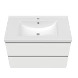 800mm Wide Wall Mounted Vanity Units and Sink 2 Drawers - Matt White
