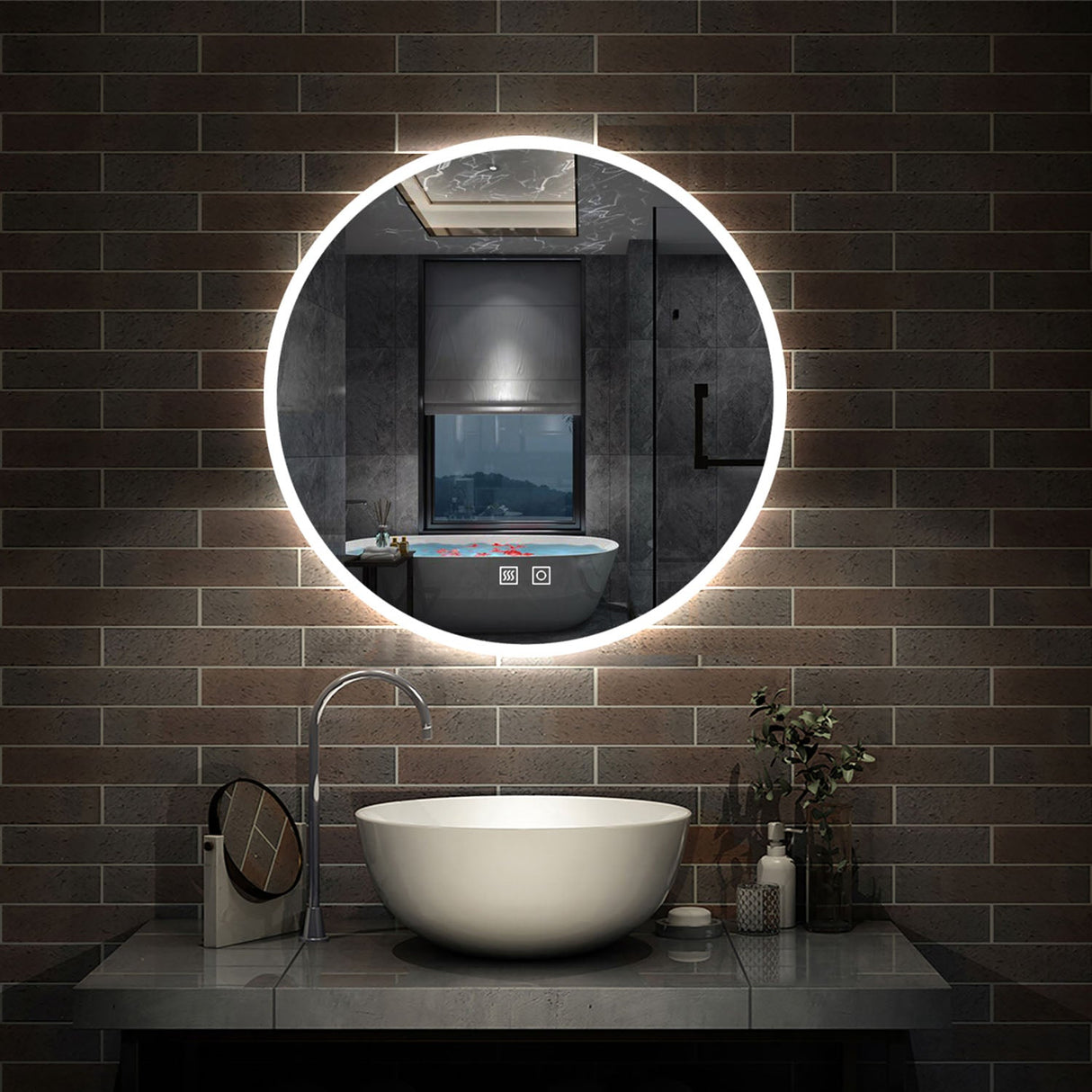 Modern Splash LED Round Mirror-BM-HD1701-L