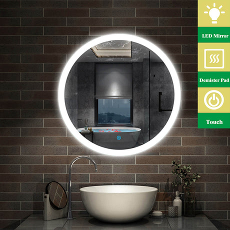 Modern Splash LED Round Mirror