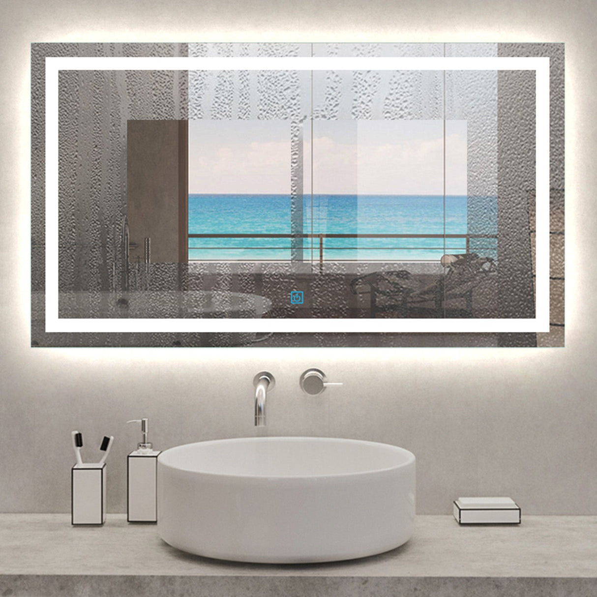 Large Size Bathroom Mirror with LED Lights,Demister| Modern Splash