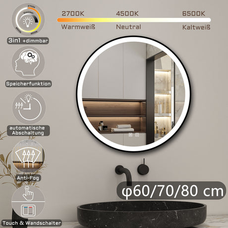 Modern Splash Led Round Mirror- BM-HDYK1704H 
