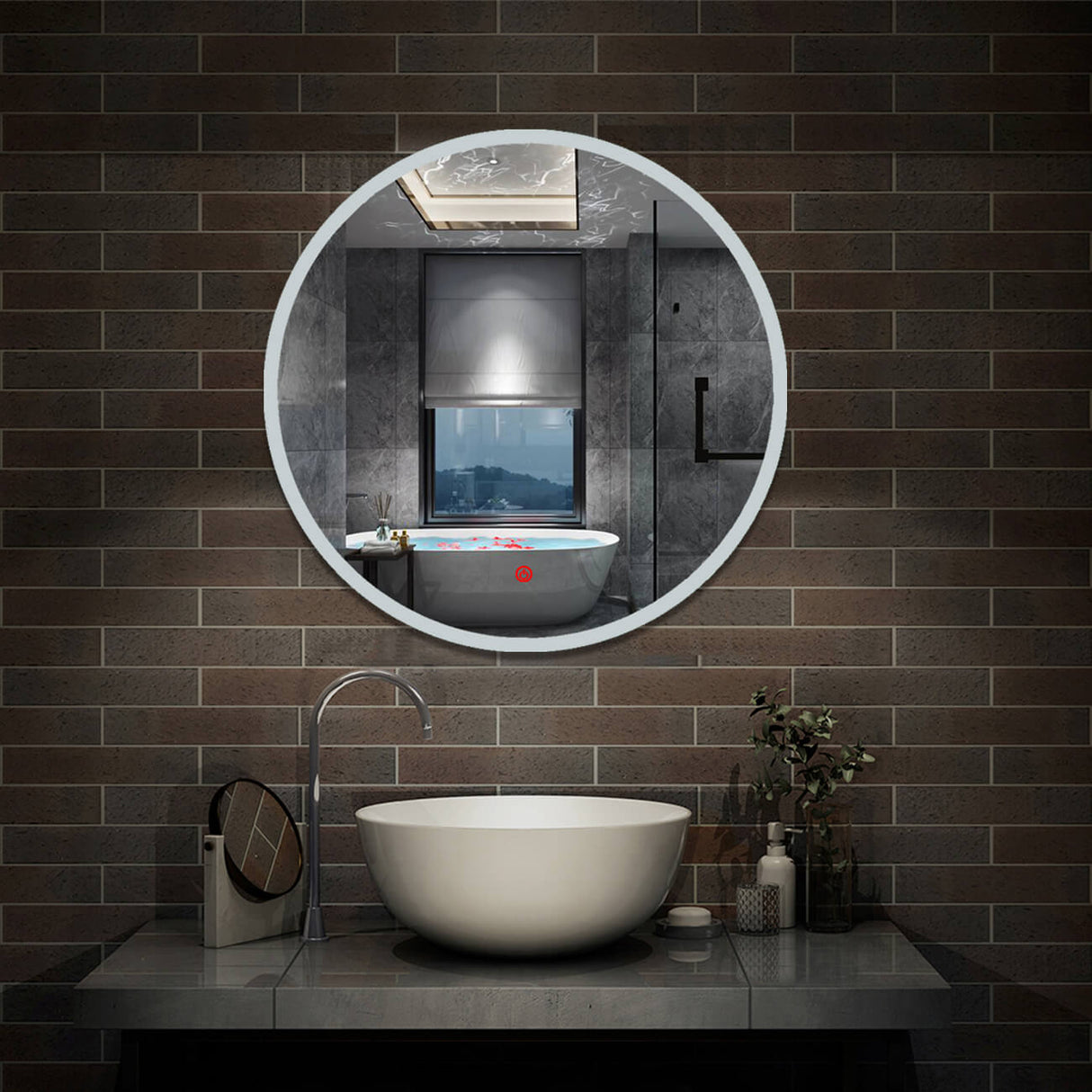 Modern Splash LED Round Mirror